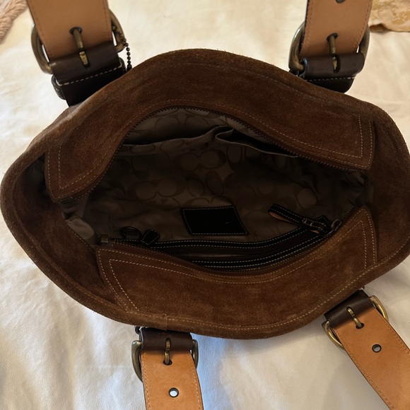 Coach brown suede handbag - Picture 3 of 4